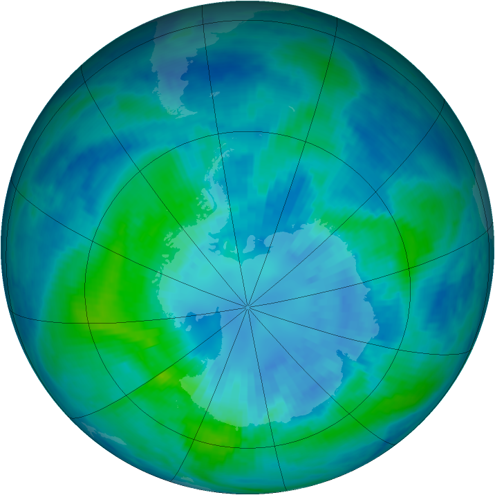 Antarctic ozone map for 03 April 2000